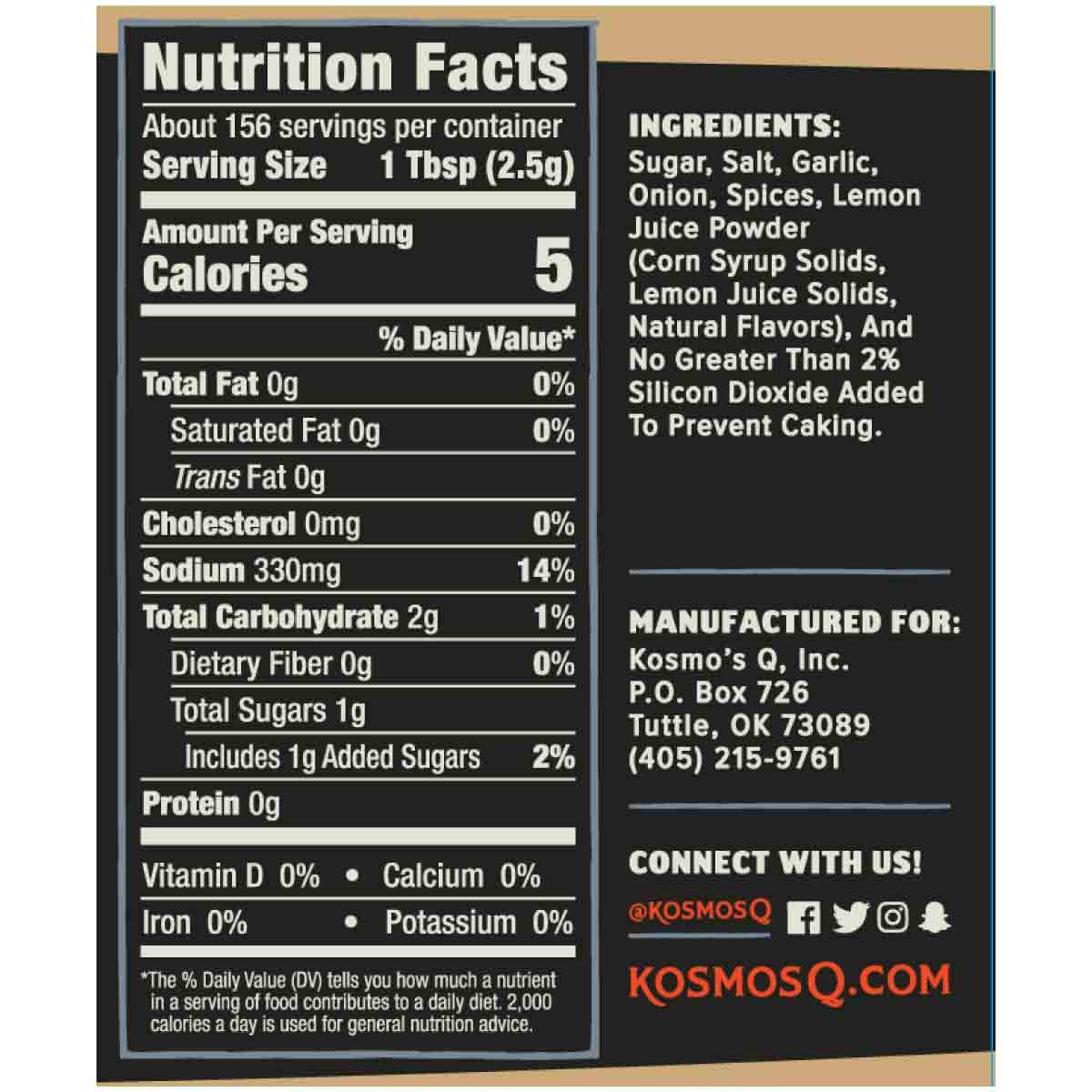 Kosmos Q Dry Rub Texas Beef Bbq Dry Rub, Bottle Of 13.8 Oz