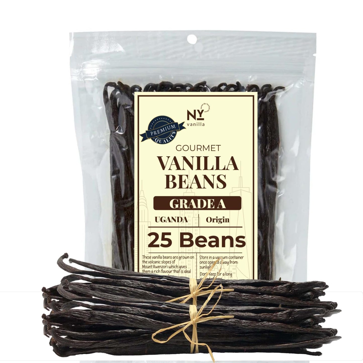 Akshit Premium Vanilla Beans - Grade A Whole Pods, 25 Beans, 6-8 Inches, Non-GMO for Extract, Baking, Desserts