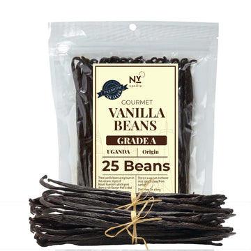 Akshit Premium Vanilla Beans - Grade A Whole Pods, 25 Beans, 6-8 Inches, Non-GMO for Extract, Baking, Desserts