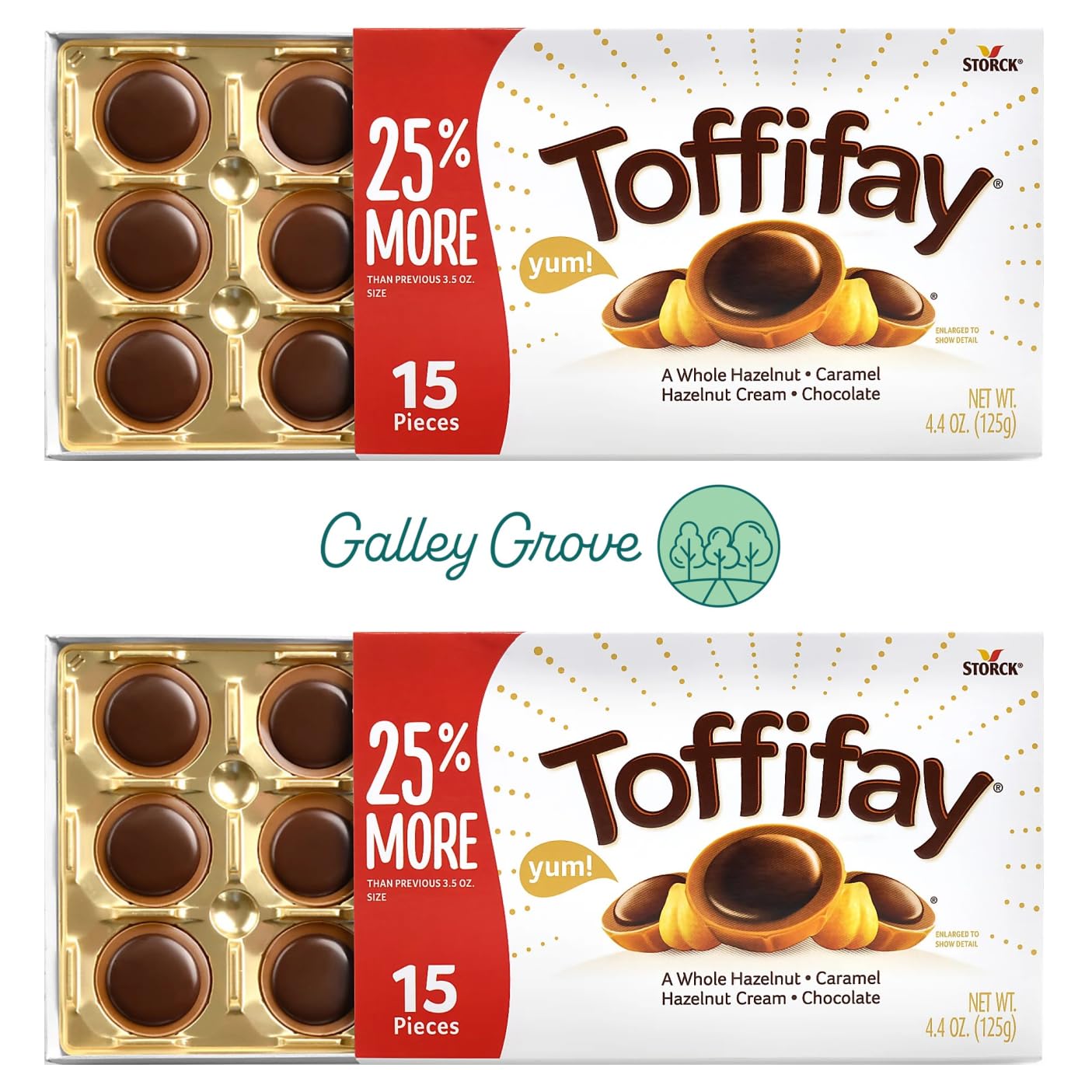 Toffifay Candy - Caramel, Chocolate And Hazelnut 4.4 Oz (2-Pack) - 30 Total Pieces, Bundle With Galley Grove Sugar-Free Peppermi