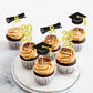 Keaziu Graduation Cupcake Toppers, 24 Pack, Class of 2025, Gold 3