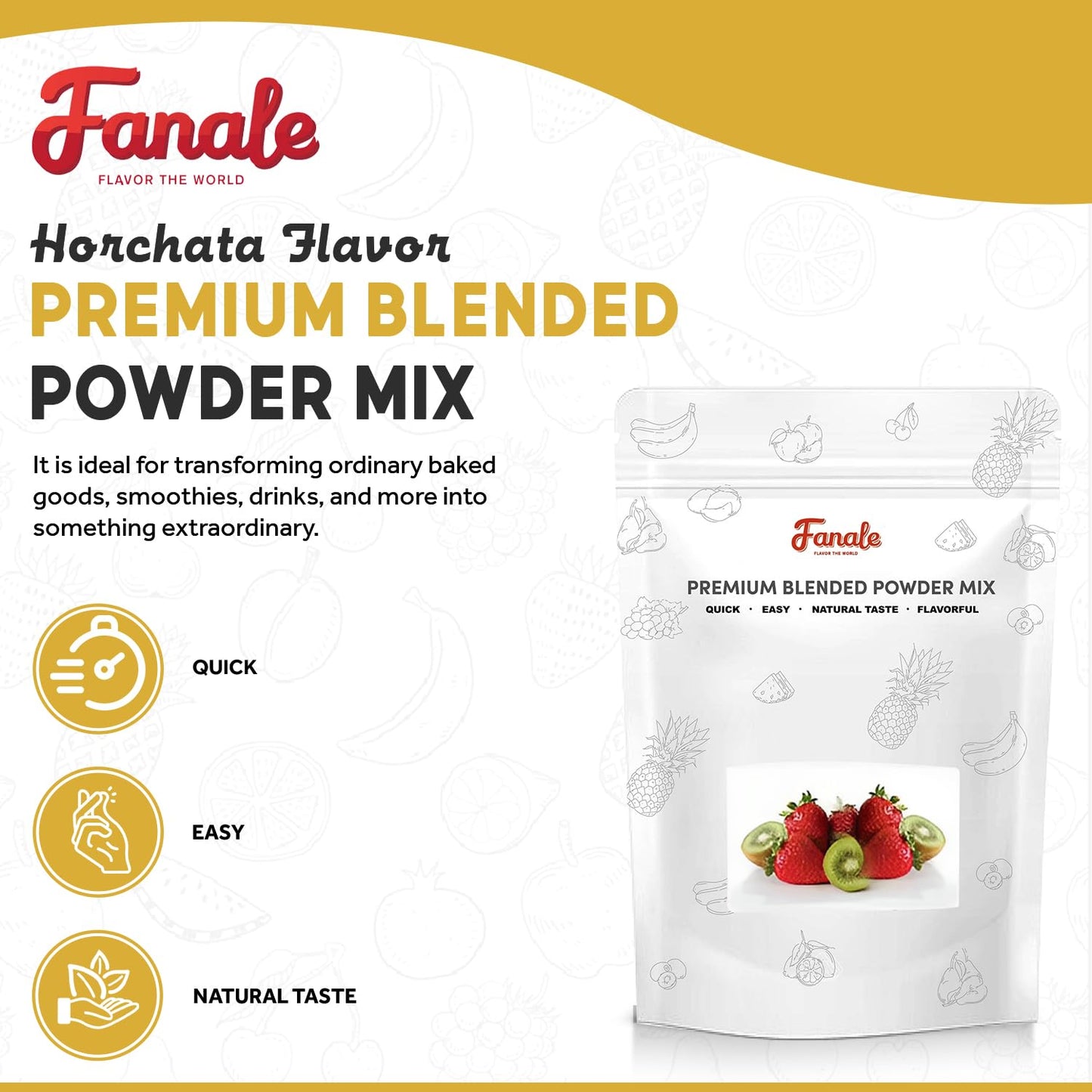 Fanale Horchata Bubble Tea Flavoring Powder | 2.2 lbs | Ideal for Baking, Smoothies, Desserts, and Drinks