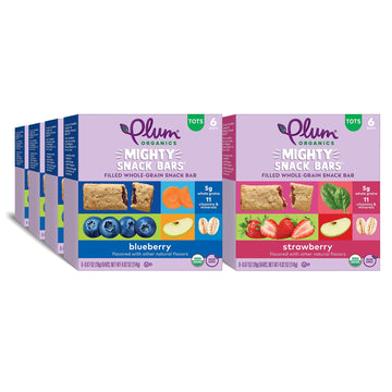 Plum Organics Mighty Snack Bars Variety Pack - Blueberry and Strawberry - 0.67 oz Bars (Pack of 48) - Organic Fruit and Vegetabl