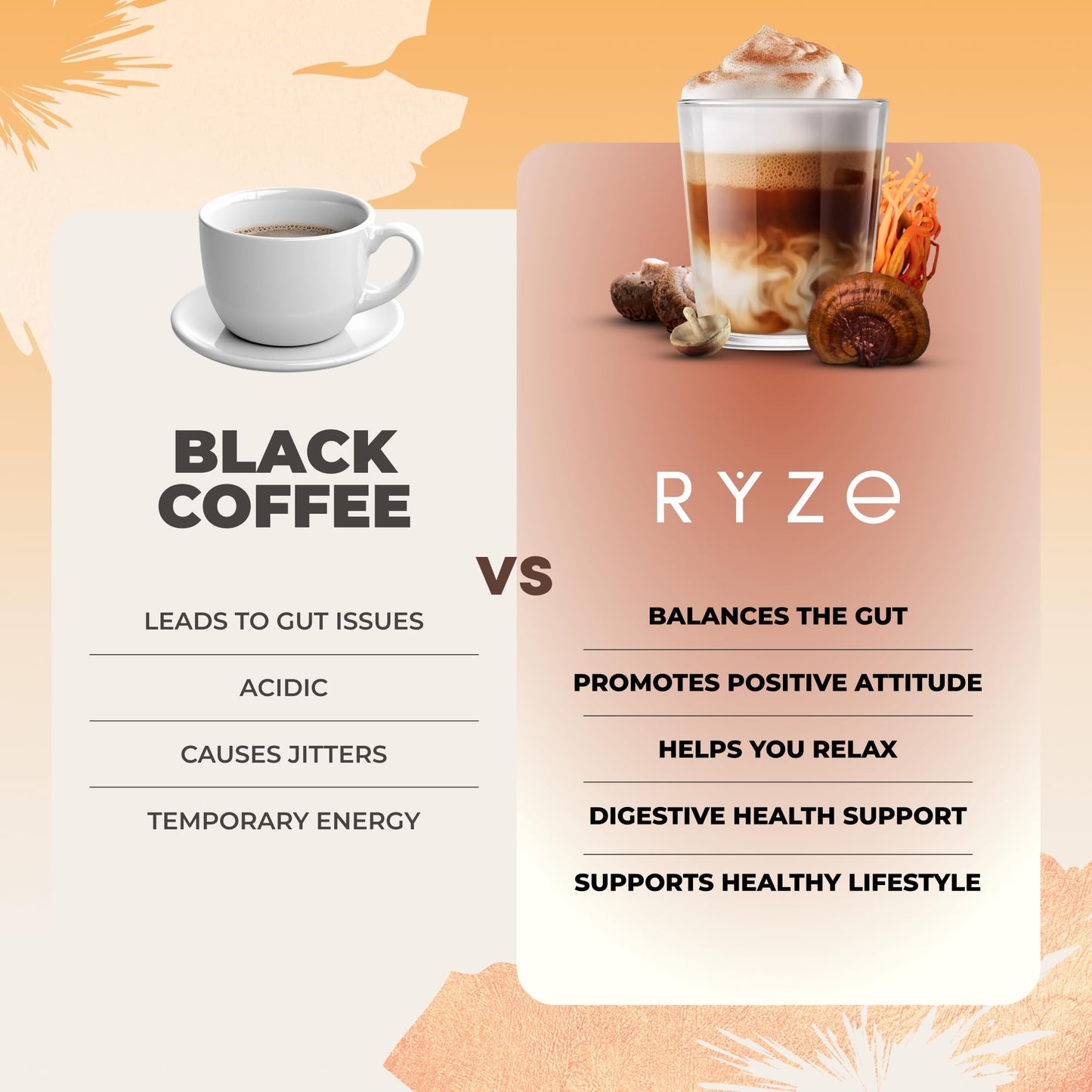 RYZE SUPERFOODS Mushroom Coffee Starter Kit, 6 Adaptogenic Mushrooms, 6.35 Ounce (Pack of 2)