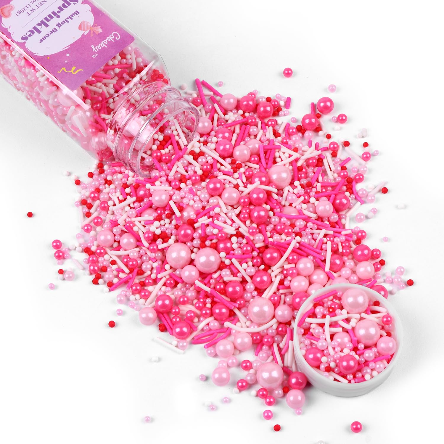 Pink Sprinkles For Cake Decorating 4.23Ounce - Pink Pearl Sprinkles For Cupcake Toppers, Ice Cream, Candy, Cookie Decorations -