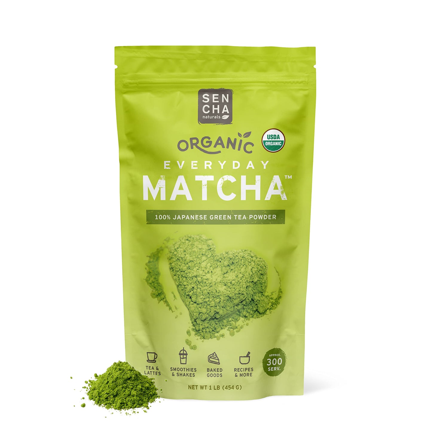 SENCHA NATURALS Organic Matcha Powder, Culinary & Ceremonial Grade, 16 Ounce (1 Pack)