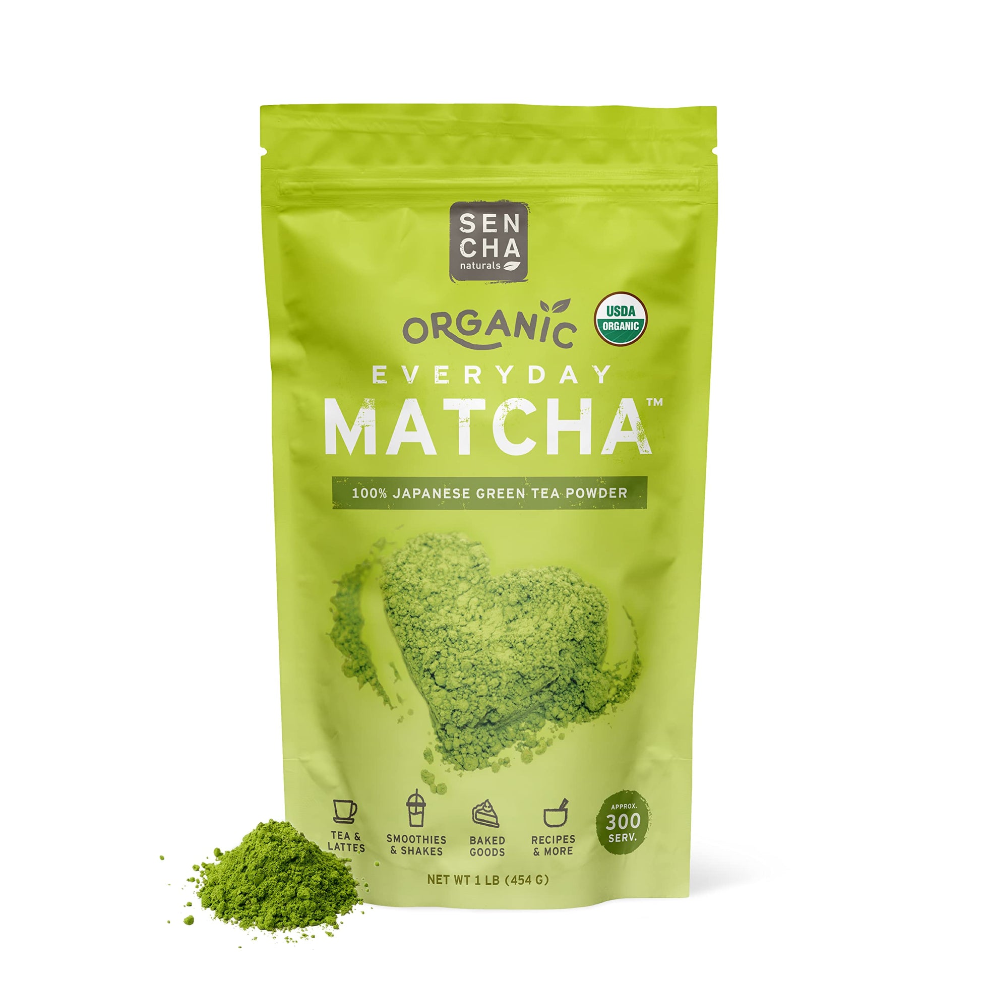 SENCHA NATURALS Organic Matcha Powder, Culinary & Ceremonial Grade, 16 Ounce (1 Pack)
