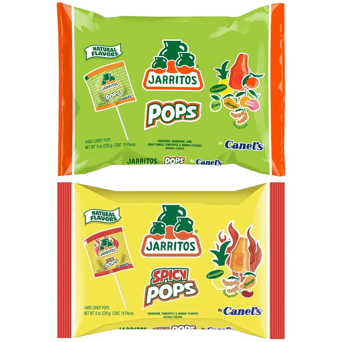 Deal Society Jarritos Lollipops - 2 Pack, Bottle-Shaped Mexican Hard Candy, Natural Fruit Flavors, 18.3 cm x 5.2 cm x 23.2