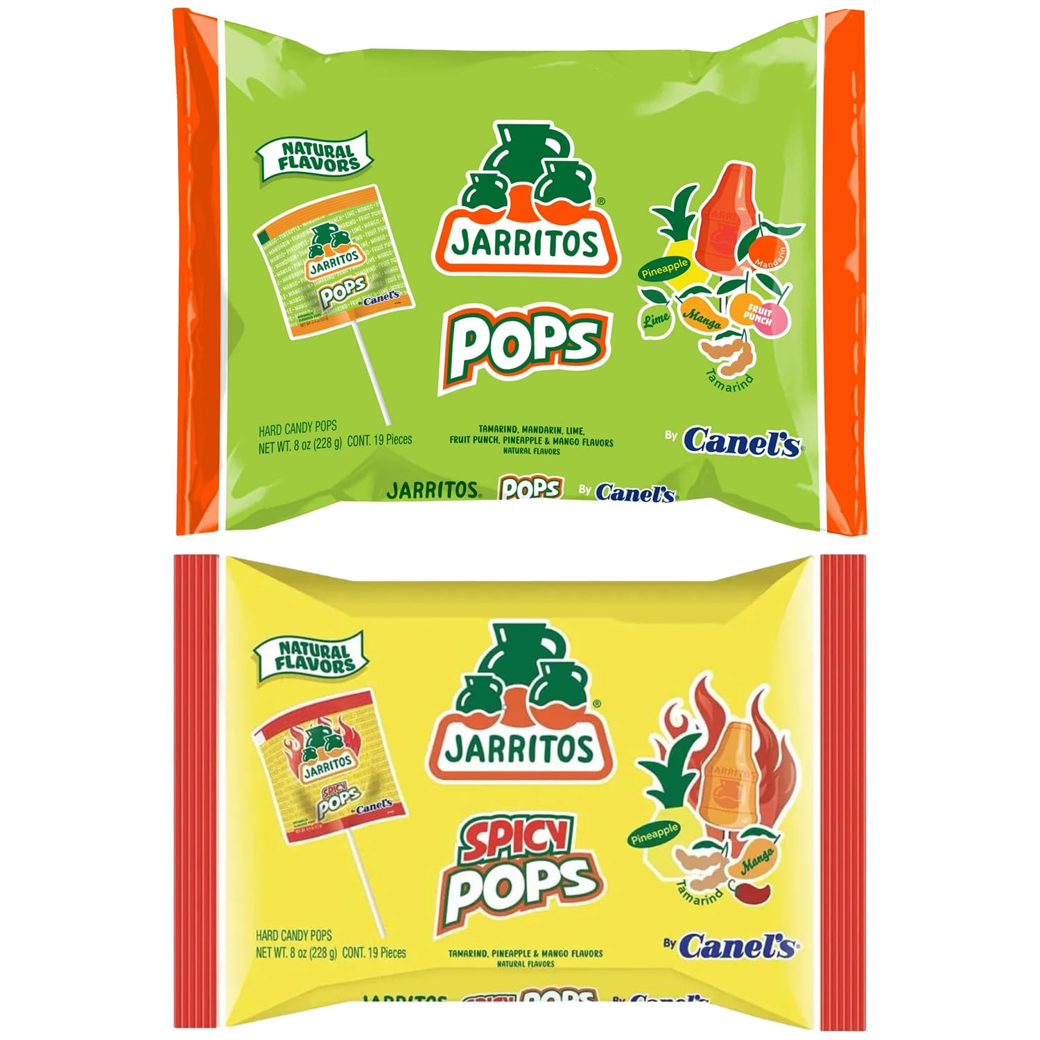 Deal Society Jarritos Lollipops - 2 Pack, Bottle-Shaped Mexican Hard Candy, Natural Fruit Flavors, 18.3 cm x 5.2 cm x 23.2