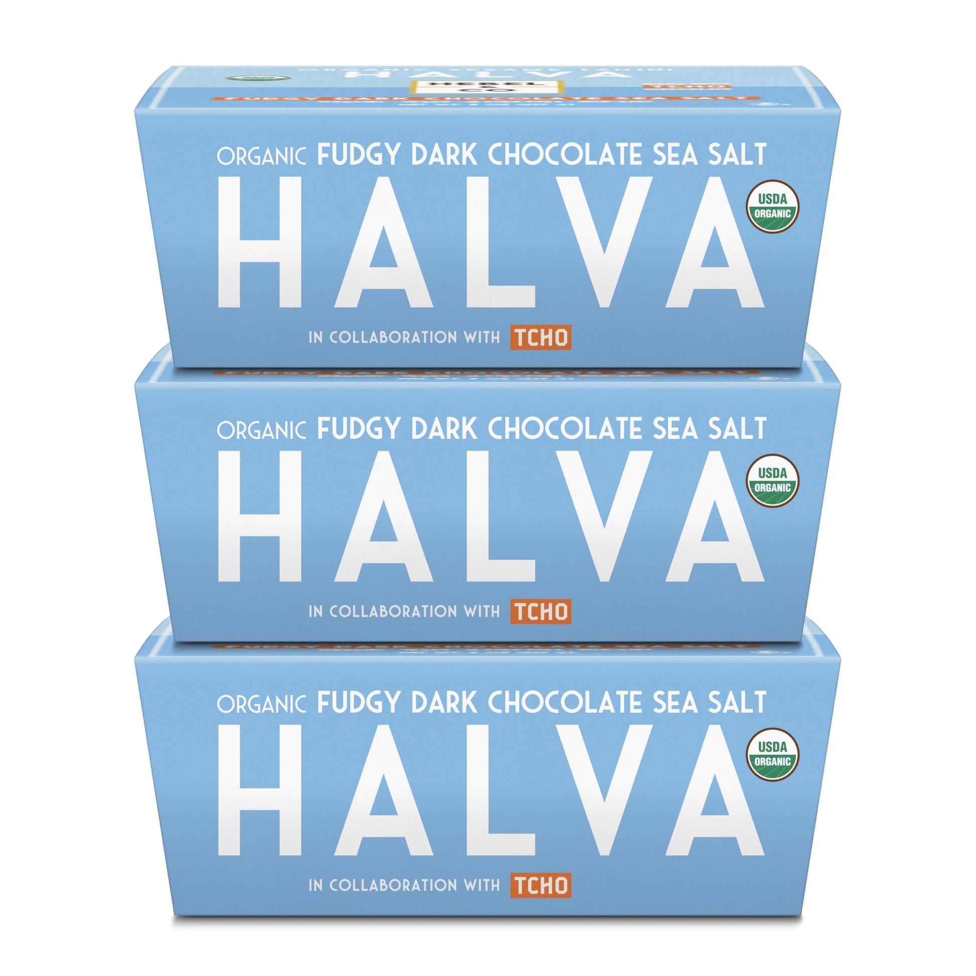 Hebel & Co | 3 Pack Fudgy Dark Chocolate Sea Salt Halva | Certified Usda Organic  Gluten Free  Kosher & Vegan  8 Oz Each