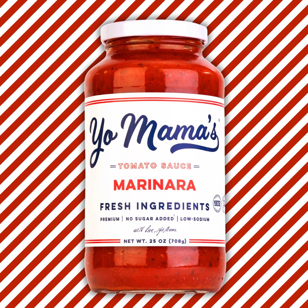 Yo Mamas Foods Keto Marinara Pasta and Pizza Sauce - No Sugar Added, Low Carb, Gluten Free - 1.56 lb (Pack of 4)