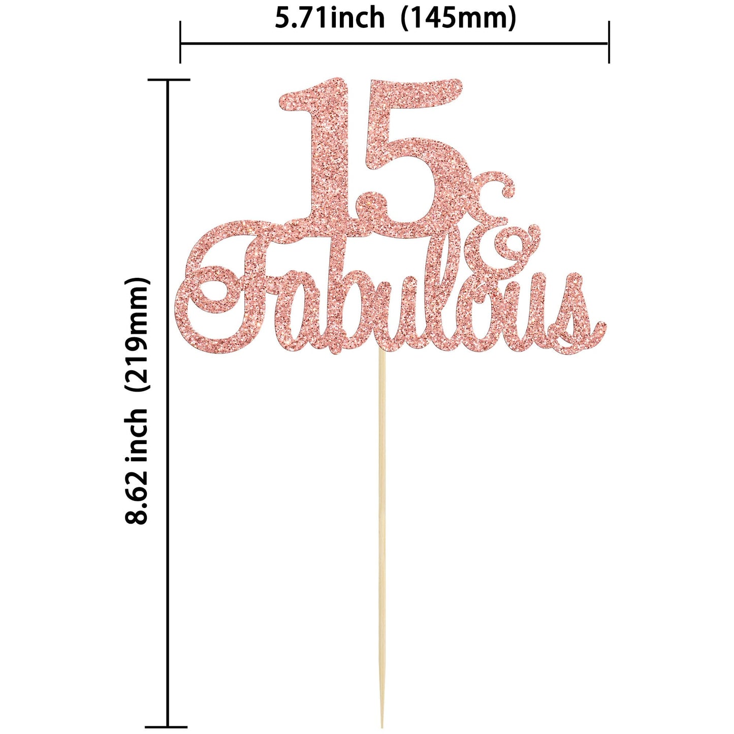 Gyufise 1Pc 15 & Fabulous Cake Topper Rose Gold Glitter Fifteen And Fabulous Cake Toppers Happy 15Th Birthday Cake Pick For 15Th