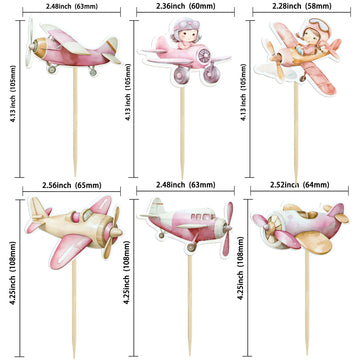Gyufise 36Pcs Airplane Cupcake Toppers Pilot Aviation Plane Cupcake Picks Airplane Plane Cupcake Decoration For Plane Theme Baby
