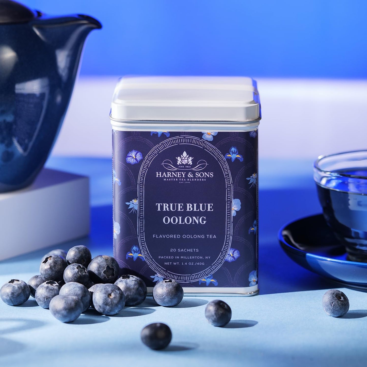 Harney & Sons True Blue Oolong Tea, Tin of 20 Sachets