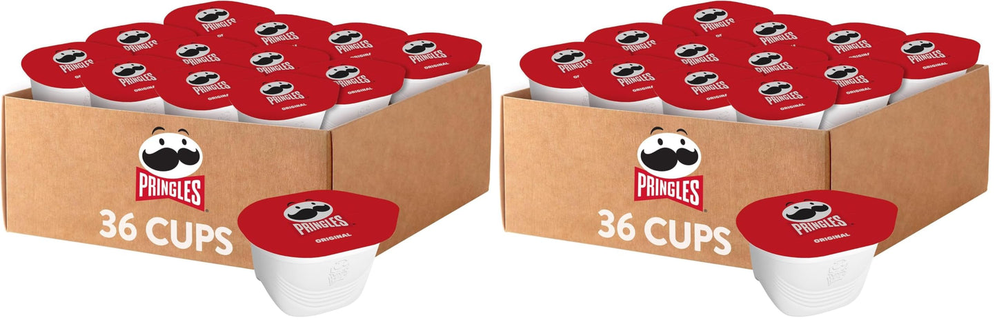 Pringles Potato Crisps Chips, Lunch Snacks, On-the-Go Snacks, Original (36 Cups) (Pack of 2)