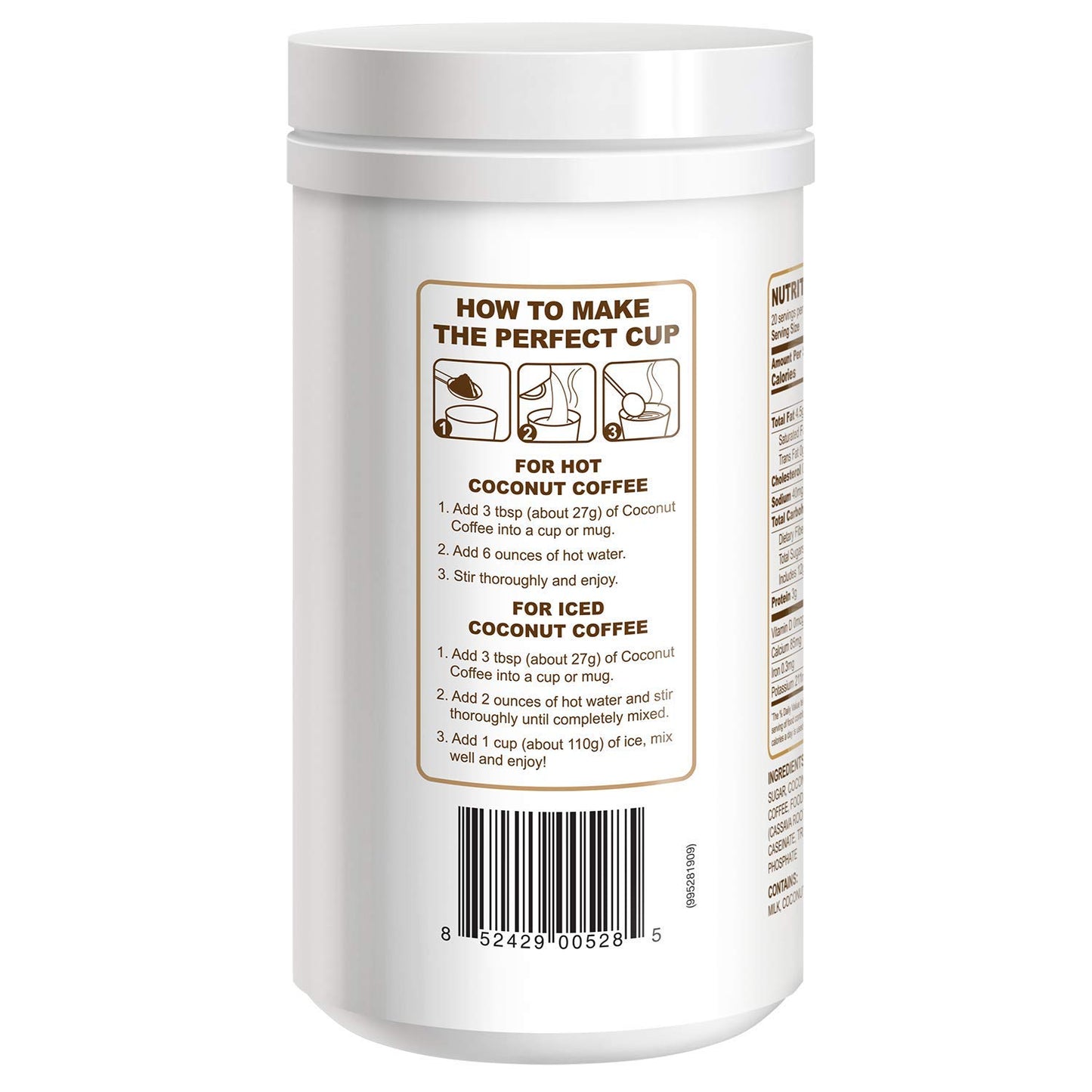 Cacafe Coconut Coffee, Coconut Infused Colombian Coffee, Creamy Drink Mix, Make Iced Or Hot, Packed With Antioxidants, Natural E