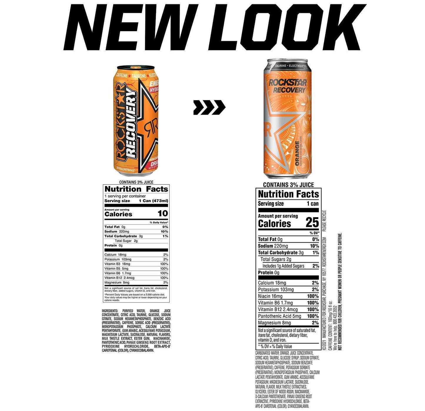 Rockstar Energy Drink, Caffeine & Electrolytes, Orange, 16 Fl Oz, Pack of 24