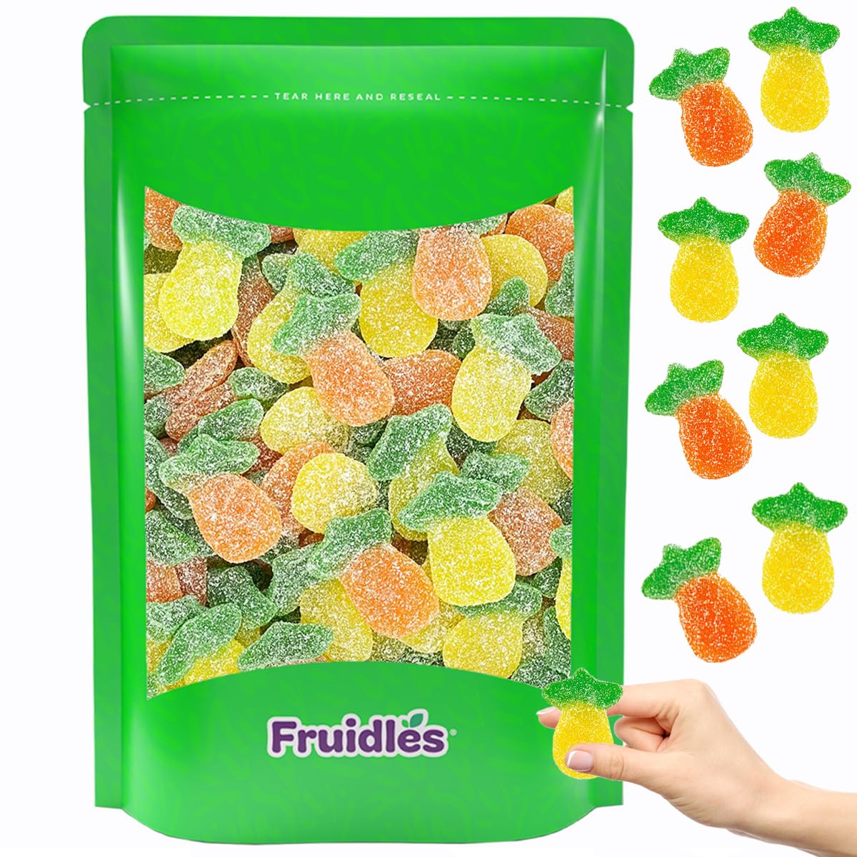 Fruidles Sour Pineapple Gummies Candy, 8 Ounce, Yellow, Delicious Fruit Flavors