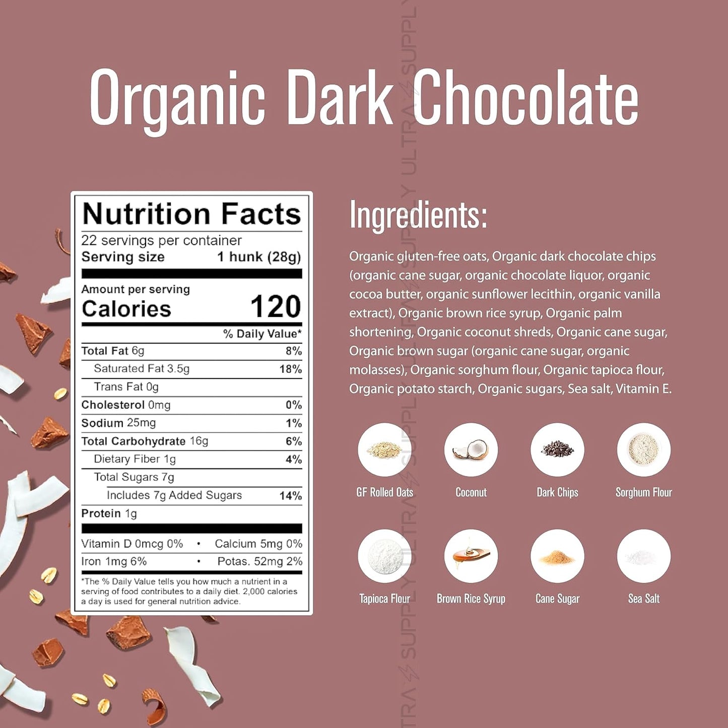 Heavnly Hunks Organic Oatmeal Dark Chocolate (22 Oz.) - Gluten-Free, Vegan, Non-Gmo Superfood Cookies - Soft-Baked, Individually