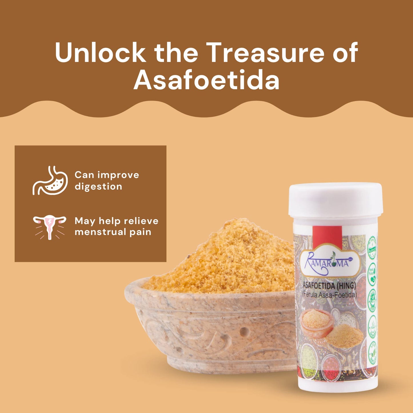 Ramaroma Asafetida (Hing) Ground 0.35Oz (10G) ~ All Natural | Salt Free | Vegan | Non-Gmo | Asafoetida Indian Spice | Best For O