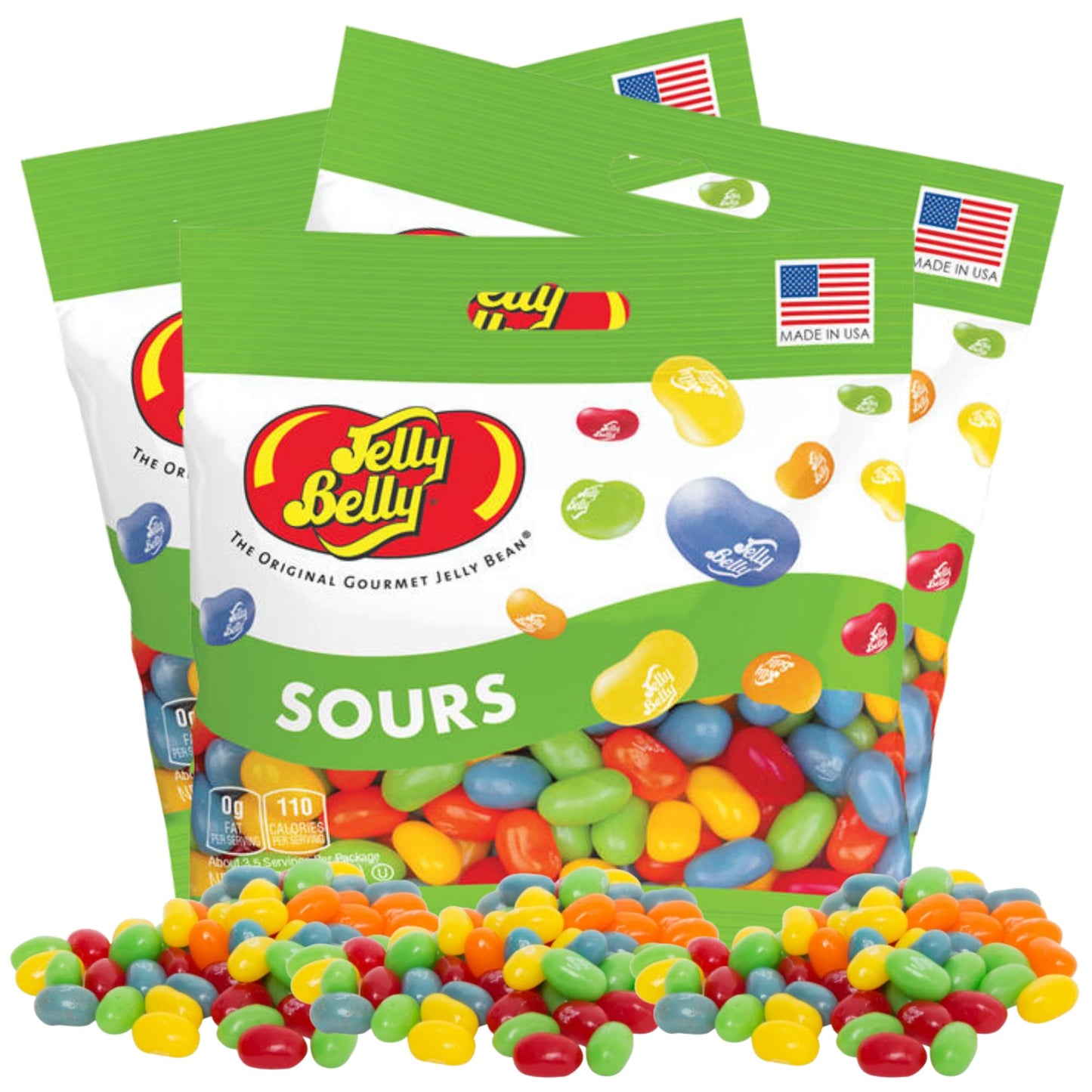 Jelly Bean Ultimate Sour Beans Bundle, Gourmet Individual Packages of Chewy Fruity Candies, Three Bags of Candy, Pack of 3, 3.5 