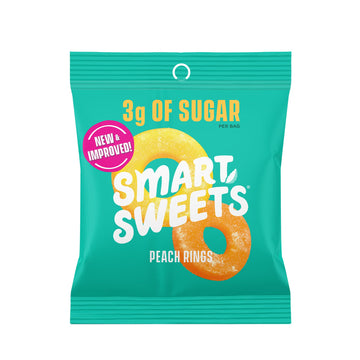 Smartsweets Peach Rings, Low Sugar Gummy Candy (3G), Low Calorie (130), Gluten-Free -1.8Oz (Pack Of 12) Packaging May Vary