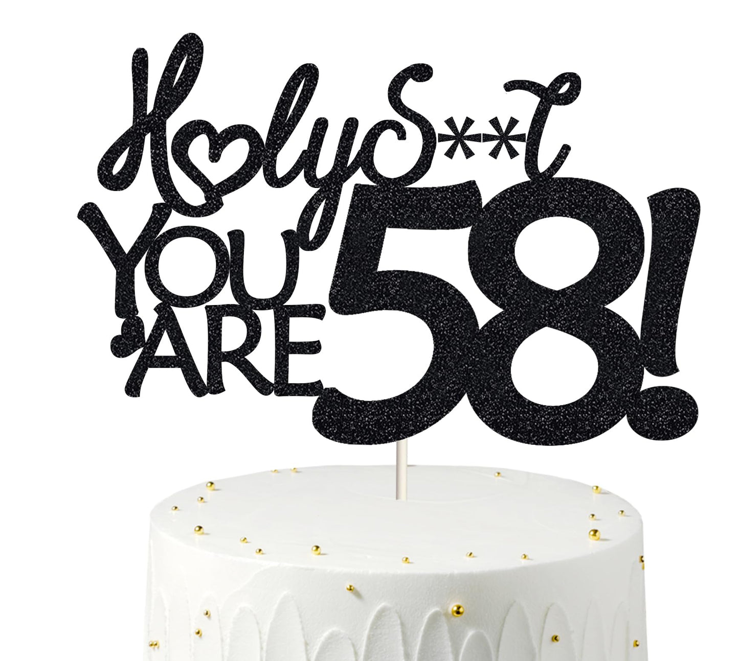 58 Birthday Cake Toppers-Black Glitter, Funny 58th Cake Topper for Men,58 Cake Topper For Women, 58th birthday decorations,58th 