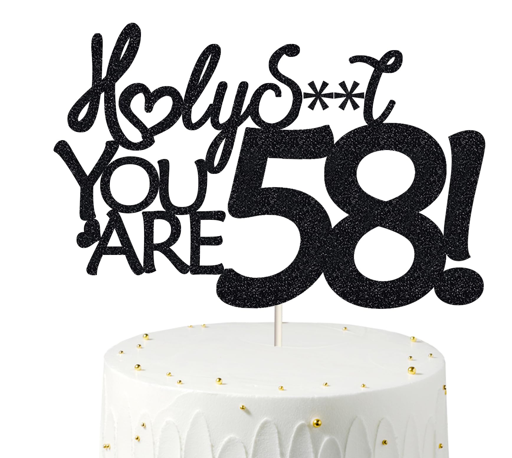58 Birthday Cake Toppers-Black Glitter, Funny 58th Cake Topper for Men,58 Cake Topper For Women, 58th birthday decorations,58th 