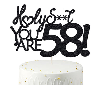 58 Birthday Cake Toppers-Black Glitter, Funny 58th Cake Topper for Men,58 Cake Topper For Women, 58th birthday decorations,58th 