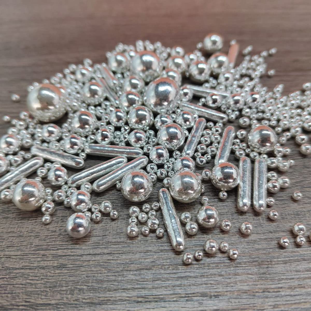 Edible Silver Pearl Sugar Sprinkles Candy Mix Size Baking Edible Cake Decorations Cupcake Toppers Cookie Decorating Wedding Party Valentine Halloween Christmas Supplies 85G/3Oz