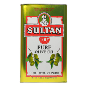 Sultan Premium Pure Olive Oil, First Cold-Pressed, Rich Fruity Flavor, 128 FL. OZ, Cholesterol-Free, Ideal for Culinary & Skincare