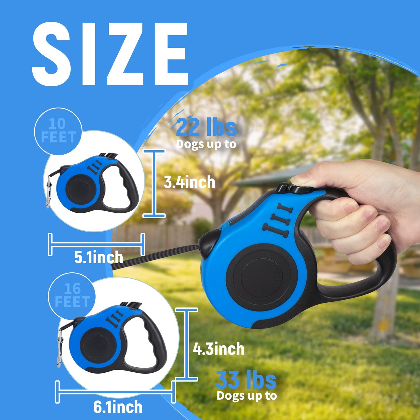 Lievuiken Retractable Dog Leash Automatic Telescopic Tractor Dog Tape, Pet Tape 1016 Ft Durable And Convenient, With Non-Slip Ha
