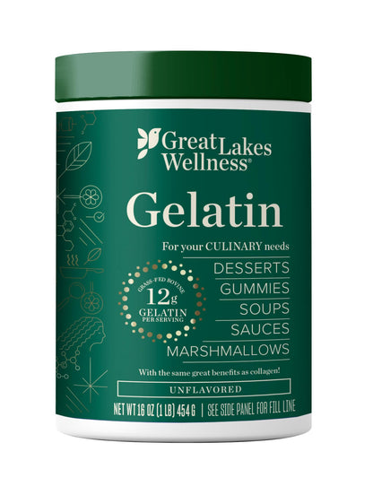 Great Lakes Wellness Beef Gelatin Powder for Culinary Needs - Perfect for Gummies, Marshmallows, Desserts and more - Unflavored 