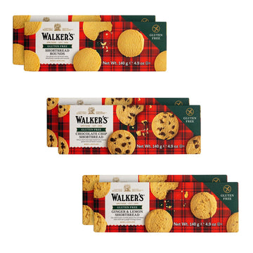 Walker'S Shortbread Gluten Free Variety Pack, 2 Of Each: Shortbread Rounds, Chocolate Chip, Ginger & Lemon, All-Butter Shortbrea