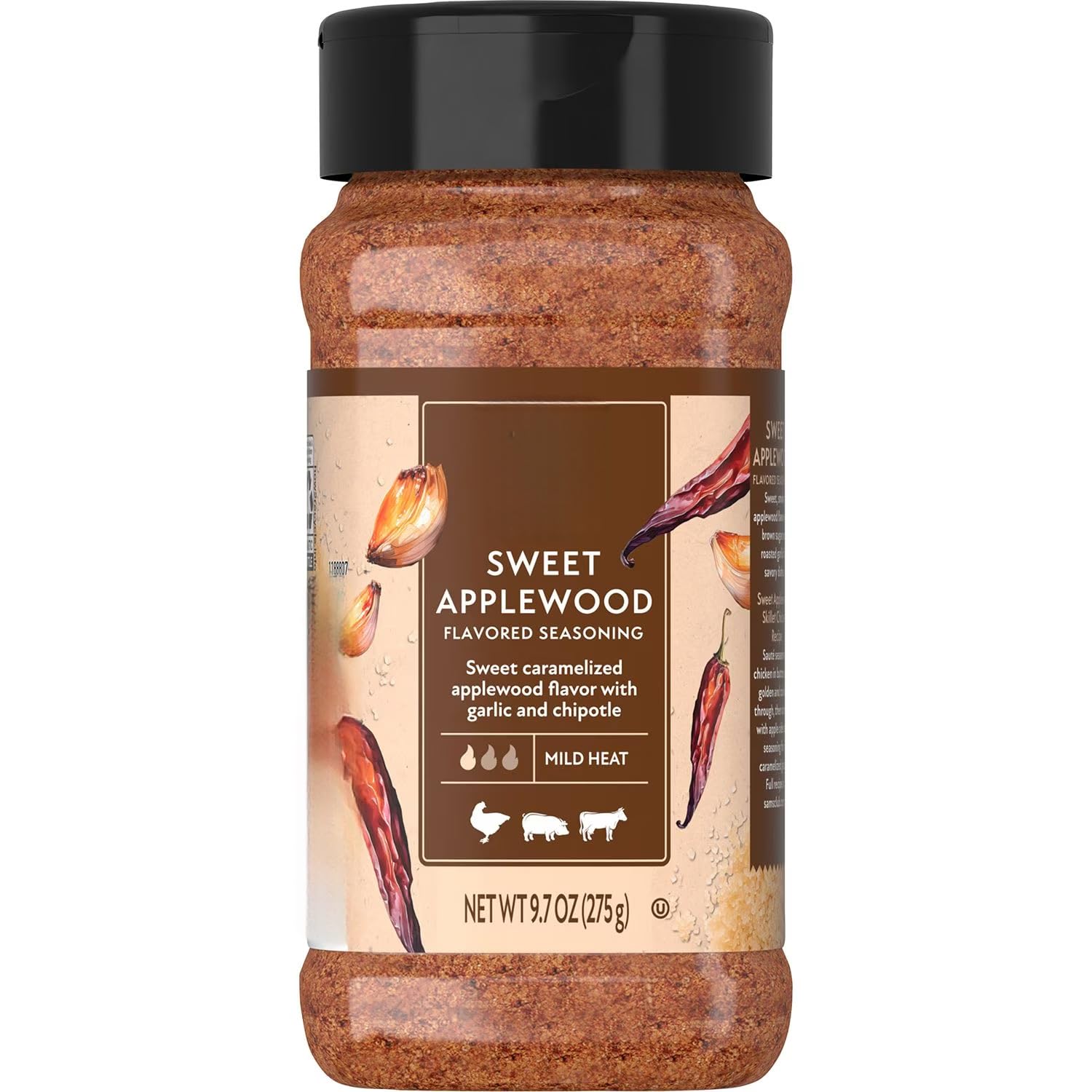 Sweet Applewood Flavored Seasoning  Mild Heat Blend With Garlic  All-Purpose Spice Mix For Chicken  Beef And Pork  9.7 Oz  Great For Bbq