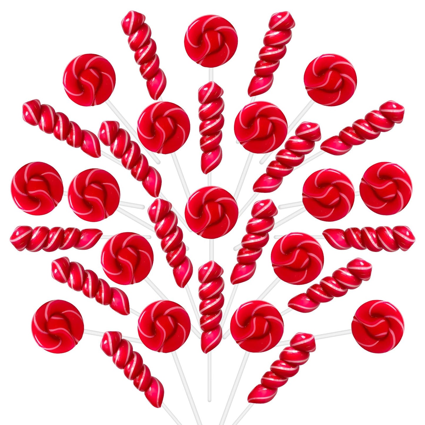 ZOFIA SWEET Suckers Lollipop, 32 Count, Red and White Twist and Swirl, Allergy Friendly, Natural Dyes and Flavors, Model HLWQYT-N-RW