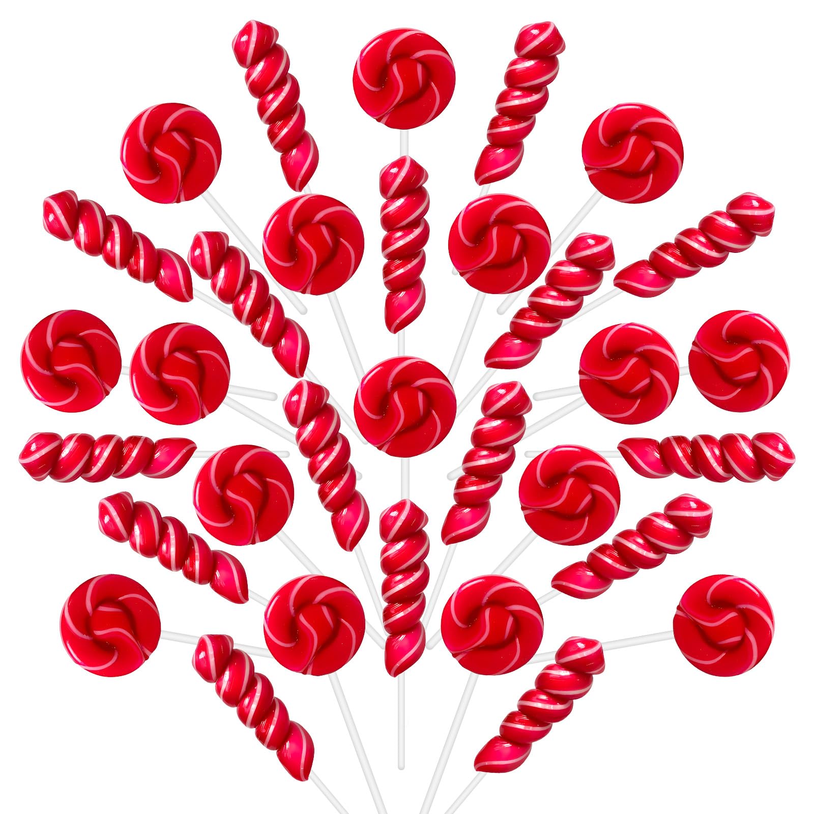 ZOFIA SWEET Suckers Lollipop, 32 Count, Red and White Twist and Swirl, Allergy Friendly, Natural Dyes and Flavors, Model HLWQYT-N-RW