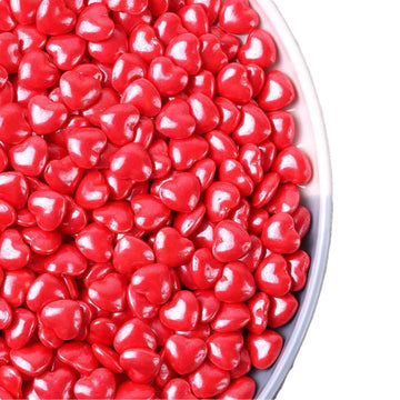 Red Sprinkles Heart-Shaped Cake Sprinkles,Cookie Sprinkles,Sugar Pearl, Edible Candy Pearls For Cake 130G 4.6Oz Cupcake Decorati