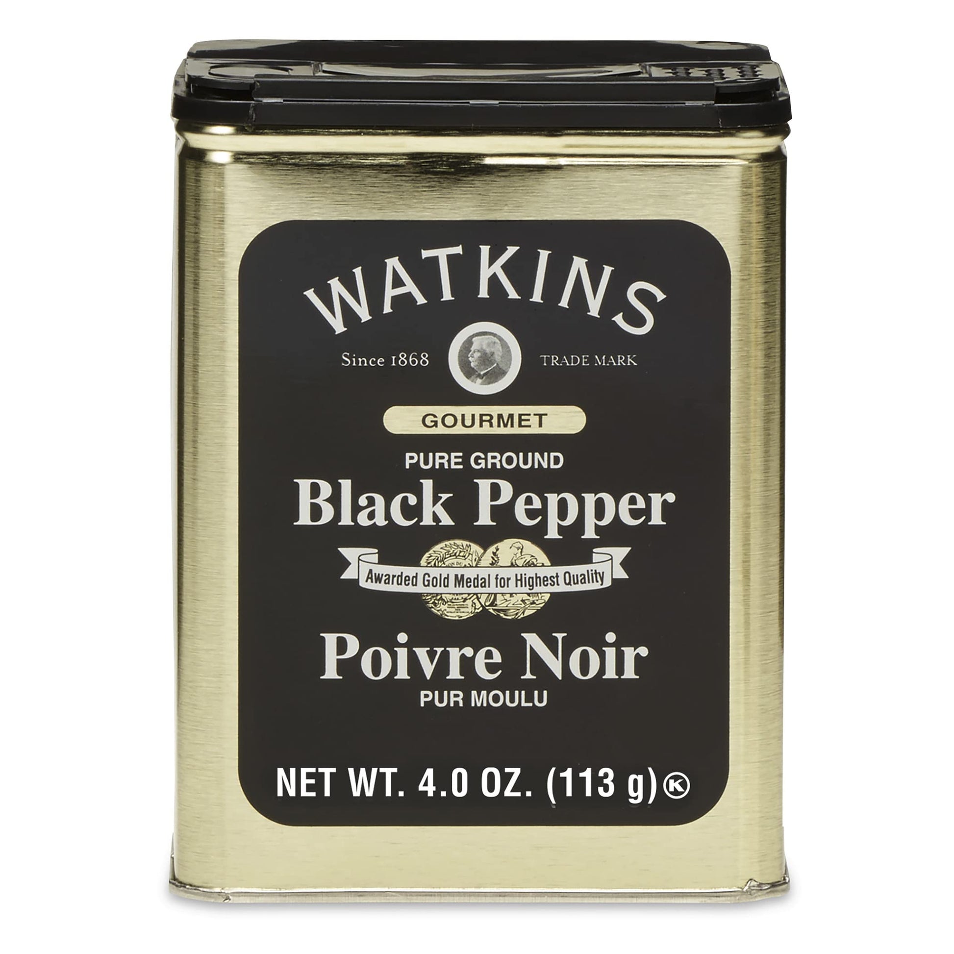 Watkins Gourmet Spice Tin, Pure Ground Black Pepper, 4 oz. Tin, 1-Pack