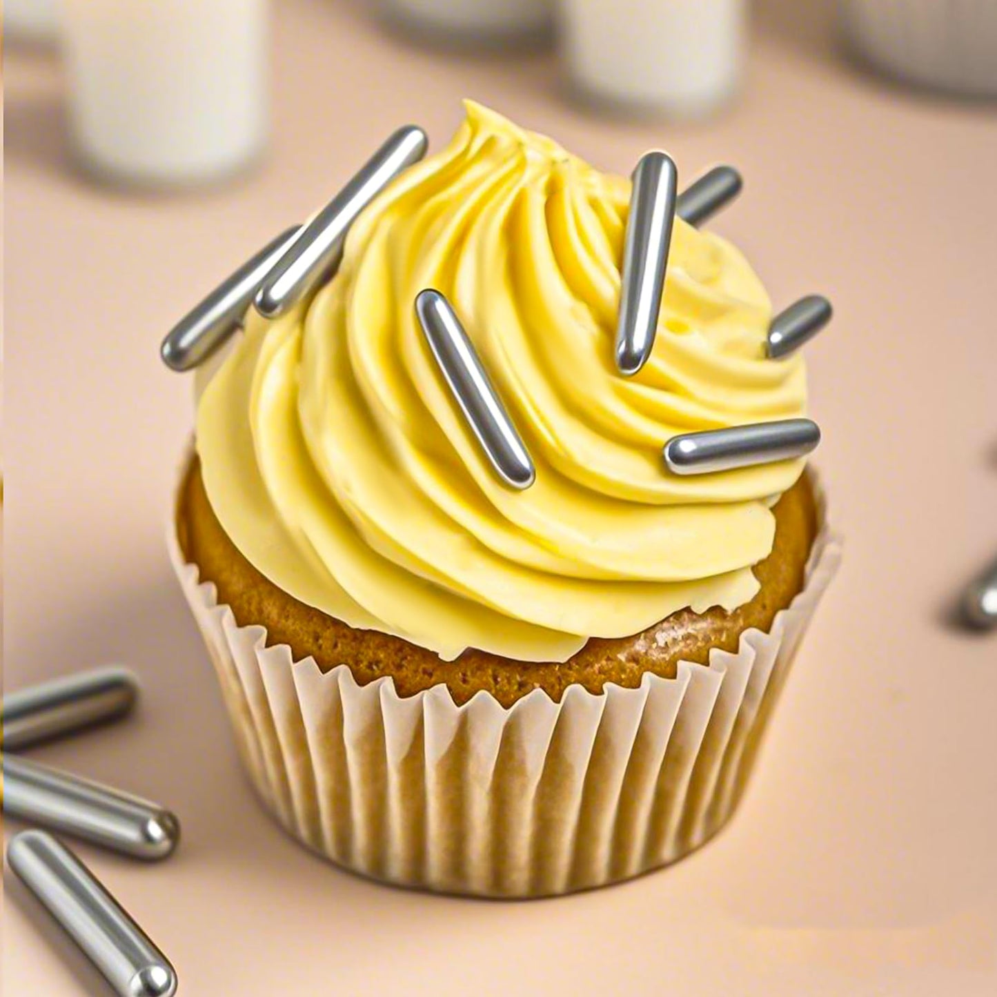 Twisweet Silver Rods Sprinkles, Edible Sugar Sprinkles for Cake Decorating, Candy Rods for Baking Cake Topper Ice Cream Cupcake