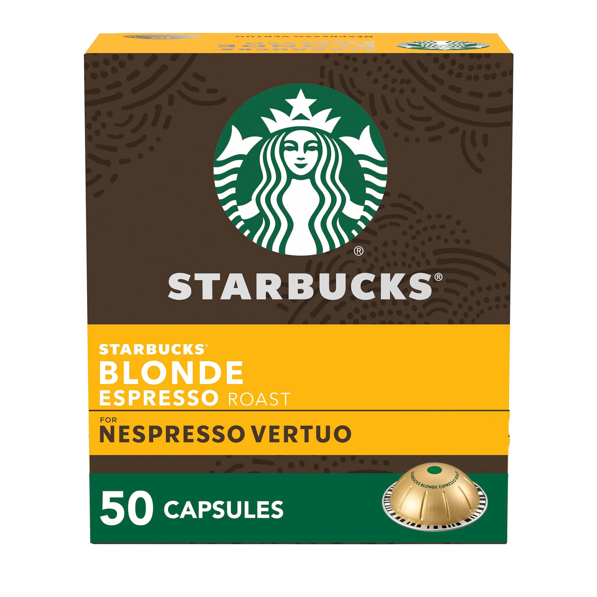 Starbucks by Nespresso Vertuo Blonde Roast Espresso Pods, 50-count, Model Y-8, 10 Count (Pack of 5)