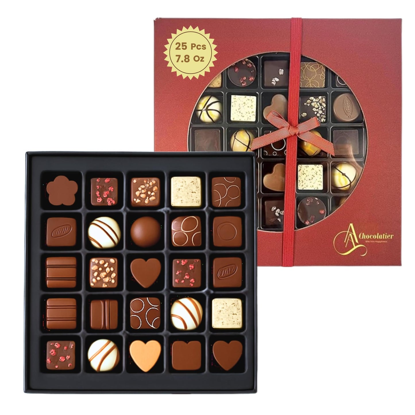 Andy Anand Chocolatier Belgian Chocolate Truffles Gift Box Handcrafted Gourmet Chocolate European Imported Chocolate Truffles Perfect As Chocolate Gifts For Women (25 Pcs 7.8 Oz)