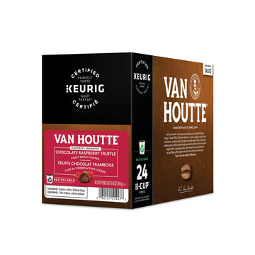 Van Houtte, Raspberry Chocolate Truffle, Single-Serve Keurig K-Cup Pods, Light Roast Coffee, 144 Count (6 Boxes 24 Pods)
