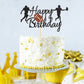 Arthsdite Football Cake Topper - Rugby Ball Happy Birthday Cake Topper For Football / Sport Theme For Man Kids Boy Birthday Party Decoration - Black Glitter