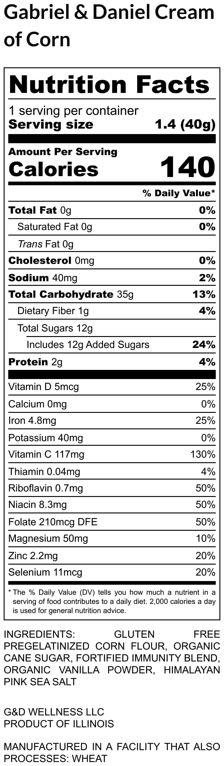 Gabriel & Daniel Gluten Free Instant Cream of Corn Hot Cereal – Non-GMO, Smooth Texture, Pack of 6