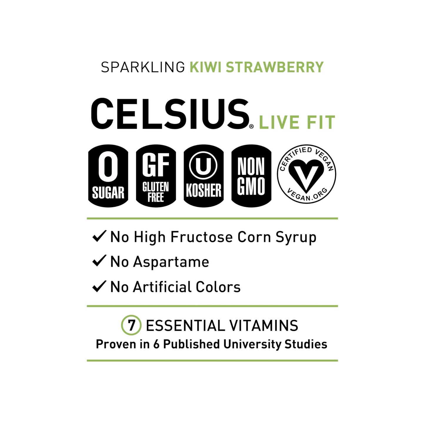CELSIUS Sparkling Kiwi Strawberry, Functional Essential Energy Drink 12 Fl Oz (Pack of 12)