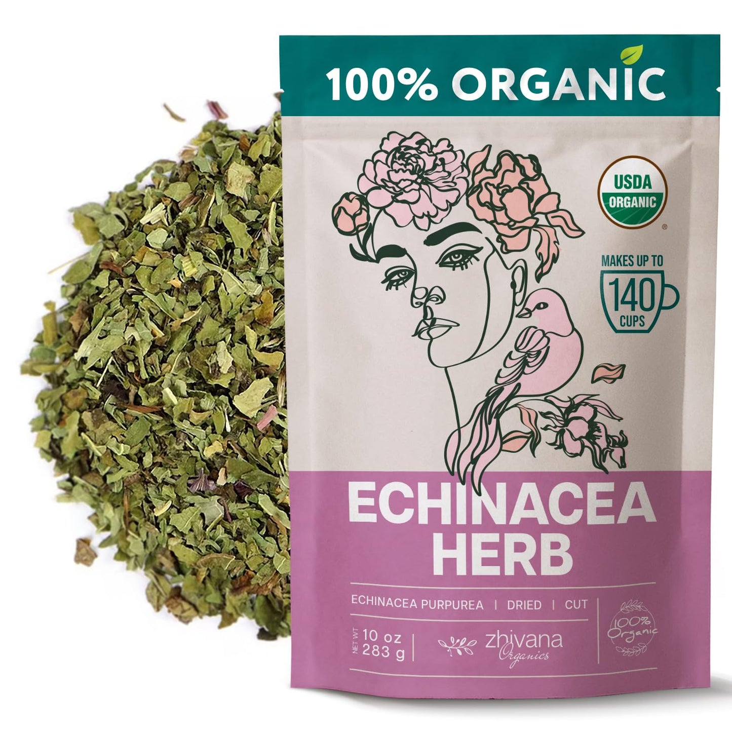 Echinacea Tea Organic (10oz.) - Echinacea Purpurea Herb Loose Leaf - Equinacea Organica - Body Defenses, Immune Support Tea