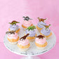 Cyodoos 45 Pcs Edible Dinosaur Cupcake Toppers Wafer Paper Dinosaur Baby Dinosaur Cupcake Dinosaur Drink Topper Childrens Birthd
