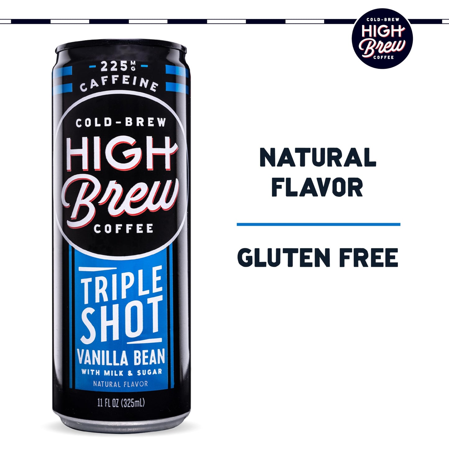 High Brew Coffee Cold Brew Vanilla Bean Triple Shot, 11 Fl Oz Can, Pack of 12