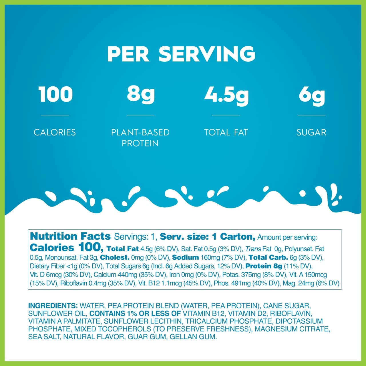 Ripple Non-Dairy Milk, Original | Vegan Milk With 8g Pea Protein| Shelf Stable Single Serve Cartons | On-The-Go | Non-GMO, Plant